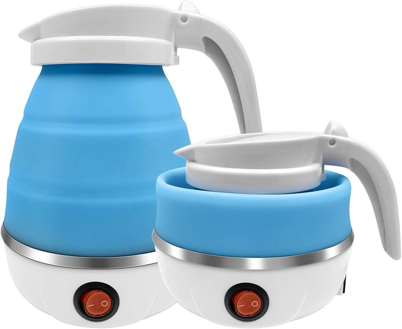UpdateClassic Travel Portable Foldable Electric Kettle, 0.6L Small Collapsible Hot Water Boiler For Coffee Tea (Blue) - Image 1
