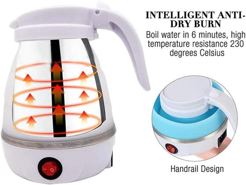 UpdateClassic Travel Portable Foldable Electric Kettle, 0.6L Small Collapsible Hot Water Boiler For Coffee Tea (Blue) - Image 3
