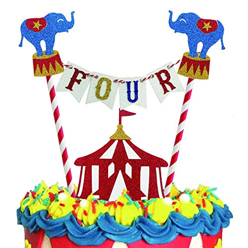 Vignye Circus 4th Birthday Cake Topper - Image 1