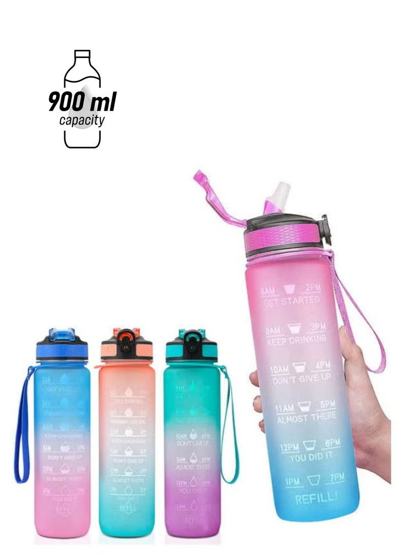 Celerity Motivational Water Bottle 900 ML With Time Marker & Straw multicolour 900 mlml - Image 1