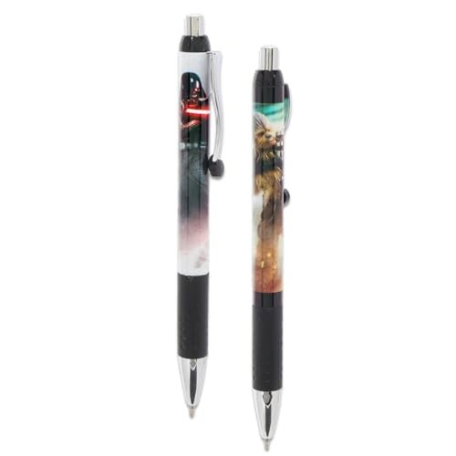 Star Wars Ballpoint Pen Set - Pack of 2 Rollerball Pens Featuring Darth Vader, Han Solo, Chewbacca and More | Star Wars School and Office Supplies - Image 2