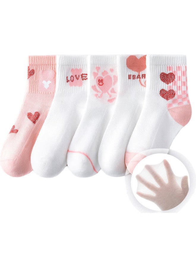 yimian Children'S Socks, Girls' Summer Thin Style, [Combed Cotton Mesh], Thin Cotton Mid-Calf Socks, Breathable, For Babies And Older Children, 10 Pairs - Image 1