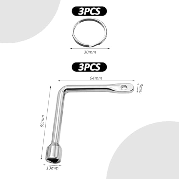 3-PIECE TRIANGLE KEY WRENCH AND 3-PIECE KEY RING, ANTI-RUST TRIANGLE KEY, MULTI-FUNCTION KEY TOOL, SUITABLE FOR ELECTRICAL CONTROL CABINETS AND WATER METER VALVES. - Image 2