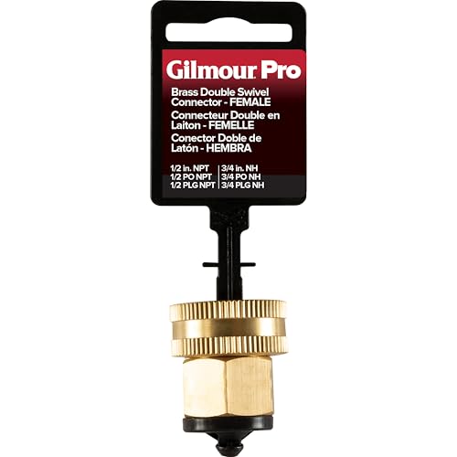 Gilmour Pro Brass Double Female Hose Connector, Swivel Hose Connector Thread Size 1/2" NPT (F) to 3/4" NH (F) - Image 2