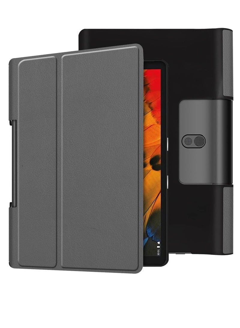 Y&D Case for Lenovo Yoga Smart Tab 10.1 (YT-X705F) Tablet, Dropproof Tablet Lightweight Trifold Stand PC Hard Back Cover Protector Full-Body Rugged Shockproof Flip Cases (Grey) - Image 1