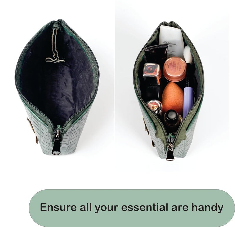 Aica Personalized Name  Charm Cosmetic Pouch Bag for Women Makeup Toiletry Medicine Pouch Bag Organizer Box for Women Customized Gifts for Women Wife Multipurpose Travel Pouch DarkGreen - Image 5