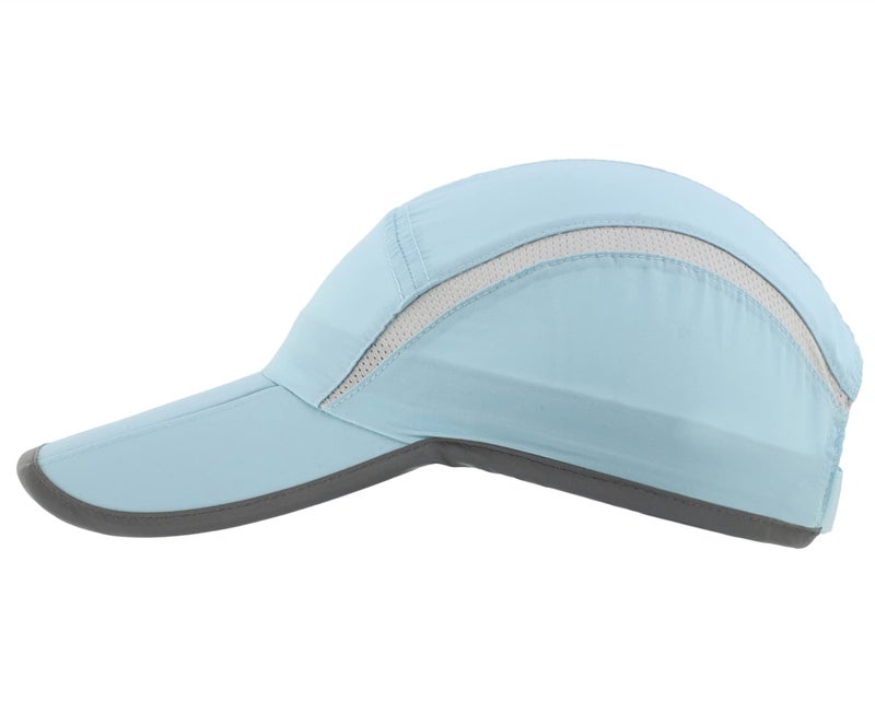 Connectyle Foldable Mesh Sports Cap with Reflective Stripe Breathable Sun Runner Cap (Light Blue) - Image 2