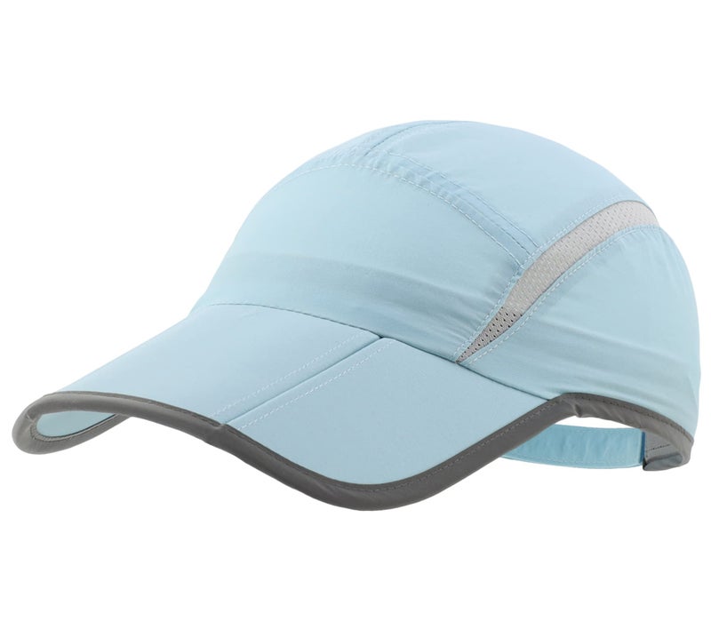 Connectyle Foldable Mesh Sports Cap with Reflective Stripe Breathable Sun Runner Cap (Light Blue) - Image 1