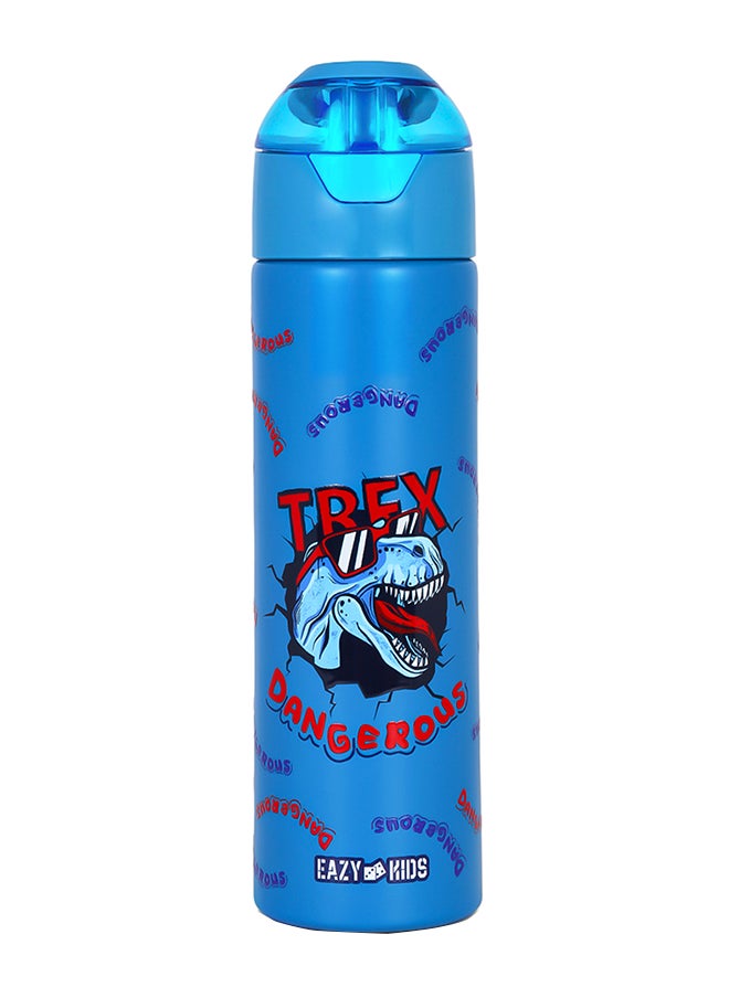 Eazy Kids Double Wall Insulated Steel Water Bottle With Spray Dinosaur Blue, 640 ML  - Image 1