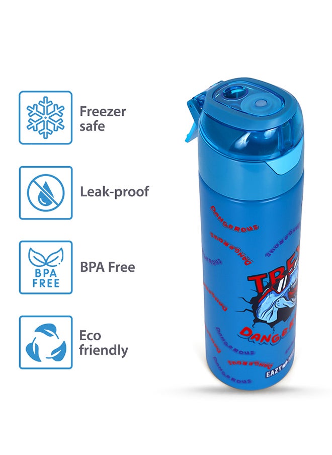 Eazy Kids Double Wall Insulated Steel Water Bottle With Spray Dinosaur Blue, 640 ML  - Image 4