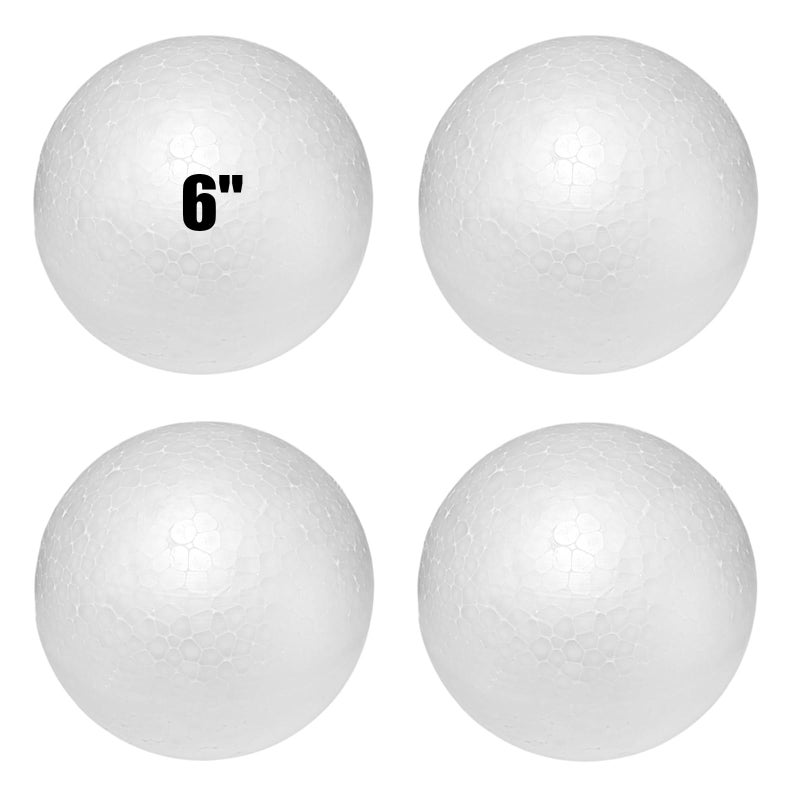 Styrofoam Balls 6 Inch4PC Large White Foam Balls for Crafts DIY Craft Giant Foam Ball for Home and SchoolSmooth Solid Round Ball Styrofoam6in4pc