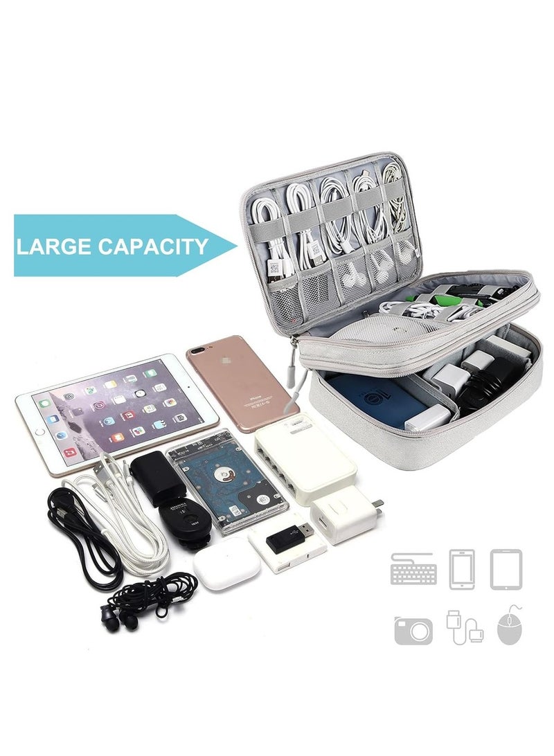 Portable Electronic Accessories Bag Organizer Travel Cable Gadgets Pouch For Charger USB Cables SD Memory Cards Flash Hard Drive Power Bank Ear Phone XL - Image 4