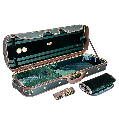 M MI & VI MIVI AW9001 Professional Hard Wood Oblong Viola Case Full Size Luxury Silk Interior HighDensity Hygrometer Thermometer Adjustable 15 to 165 Violas Green - Image 3