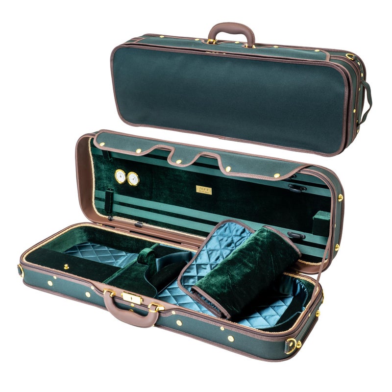 M MI & VI MIVI AW9001 Professional Hard Wood Oblong Viola Case Full Size Luxury Silk Interior HighDensity Hygrometer Thermometer Adjustable 15 to 165 Violas Green - Image 2