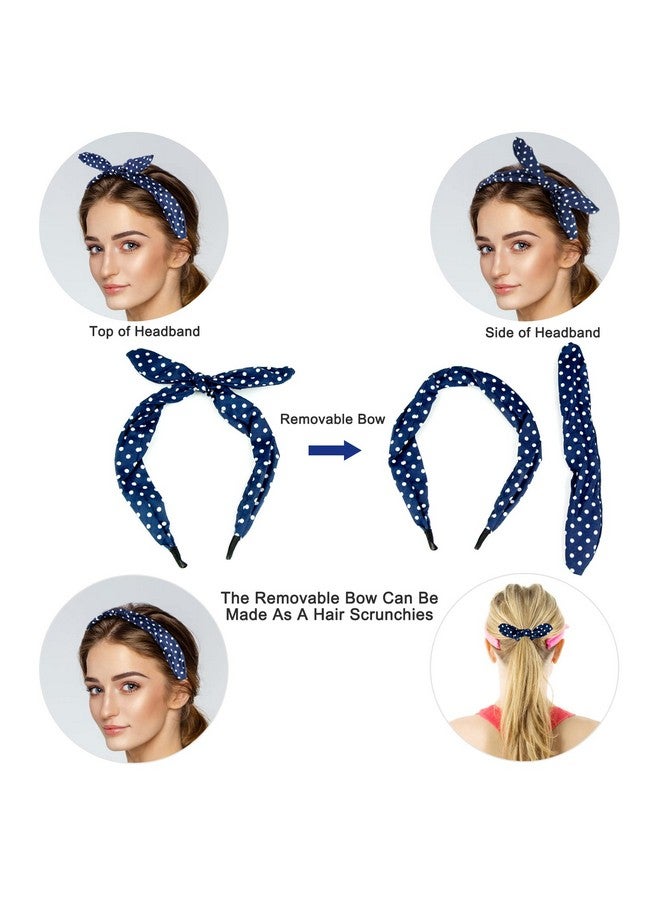 eyxformula 6 Pcs Colorful Headbands, Fashion Floral Polka Dot Stripe Hair Bow Headbands Randomly, Lovely Ears Hairbands Knot Hair Bands Hair Accessories For Women, Girls - Image 3