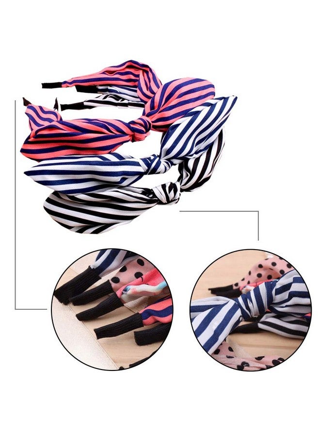 eyxformula 6 Pcs Colorful Headbands, Fashion Floral Polka Dot Stripe Hair Bow Headbands Randomly, Lovely Ears Hairbands Knot Hair Bands Hair Accessories For Women, Girls - Image 4