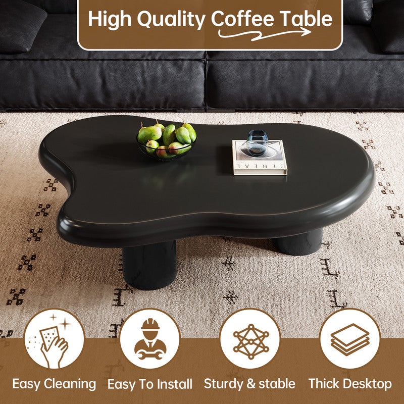 طاولة قهوة السحابة ، طاولة قهوة حديثة لطيفة ، طاولة قهوة داخلية غير منتظمة ، طاولة مركزية غرفة المعيشة ، تصميم تصميم تصميم حر ثلاثي الساقين ، مساحة صغيرة ، سهلة التجميع ، أسود ، 104.2 * 63.5 * 40 سم - Image 3