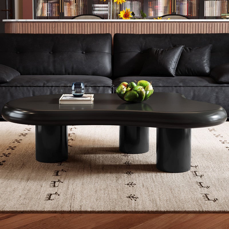 طاولة قهوة السحابة ، طاولة قهوة حديثة لطيفة ، طاولة قهوة داخلية غير منتظمة ، طاولة مركزية غرفة المعيشة ، تصميم تصميم تصميم حر ثلاثي الساقين ، مساحة صغيرة ، سهلة التجميع ، أسود ، 104.2 * 63.5 * 40 سم - Image 5