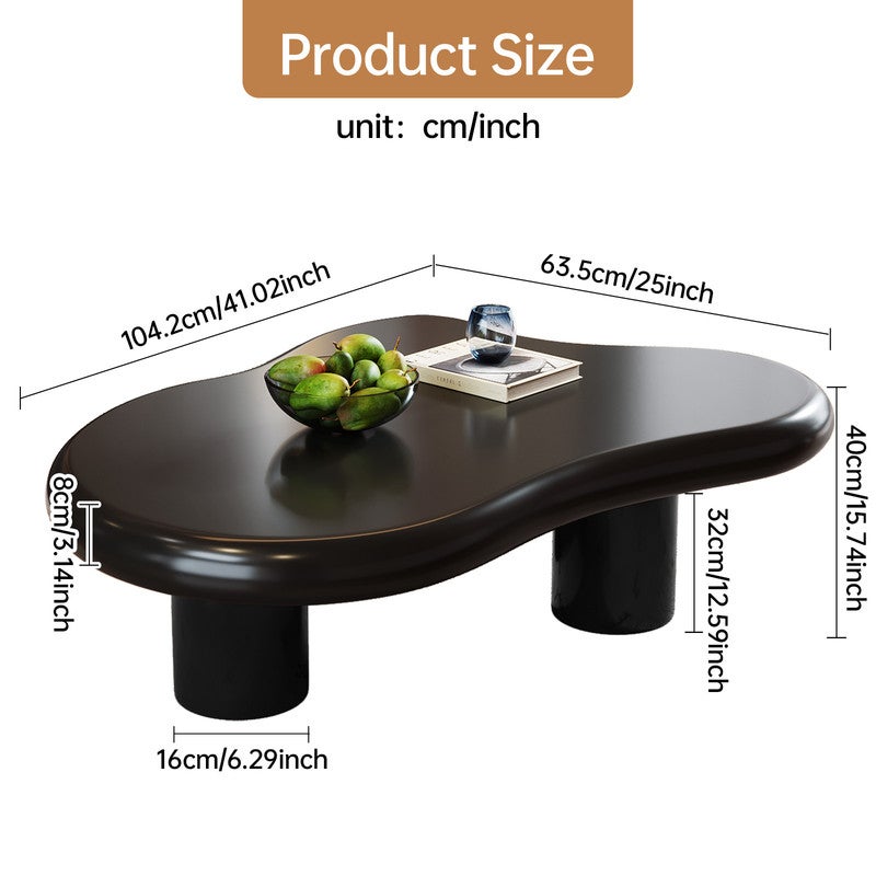 طاولة قهوة السحابة ، طاولة قهوة حديثة لطيفة ، طاولة قهوة داخلية غير منتظمة ، طاولة مركزية غرفة المعيشة ، تصميم تصميم تصميم حر ثلاثي الساقين ، مساحة صغيرة ، سهلة التجميع ، أسود ، 104.2 * 63.5 * 40 سم - Image 2