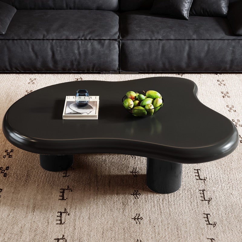 طاولة قهوة السحابة ، طاولة قهوة حديثة لطيفة ، طاولة قهوة داخلية غير منتظمة ، طاولة مركزية غرفة المعيشة ، تصميم تصميم تصميم حر ثلاثي الساقين ، مساحة صغيرة ، سهلة التجميع ، أسود ، 104.2 * 63.5 * 40 سم - Image 4