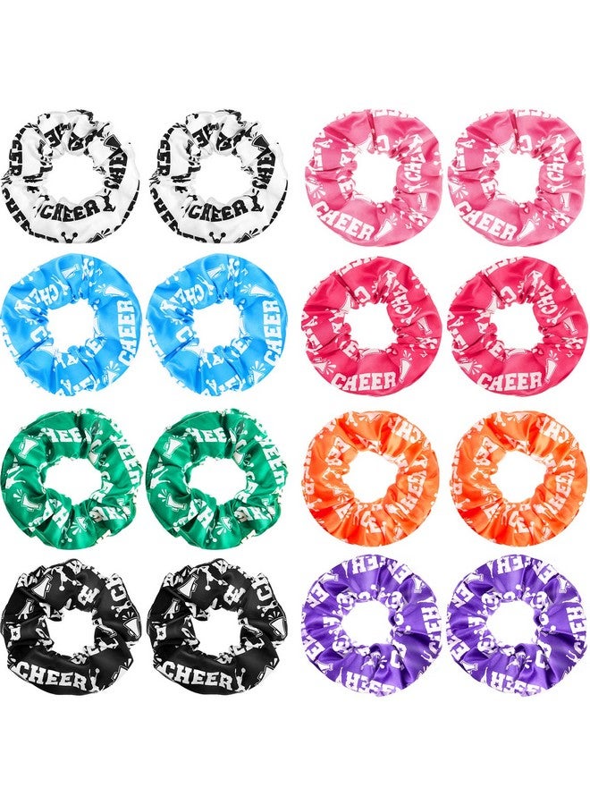 Hanaive 16 Pcs Cheer Scrunchies Bulk Cheer Hair Accessories Cheerleading Hair Ties Cute Elastic Scrunchies Hairband Ponytail Holder For Girls Women Team Sport Player Gift Birthday Party 8 Colors - Image 1