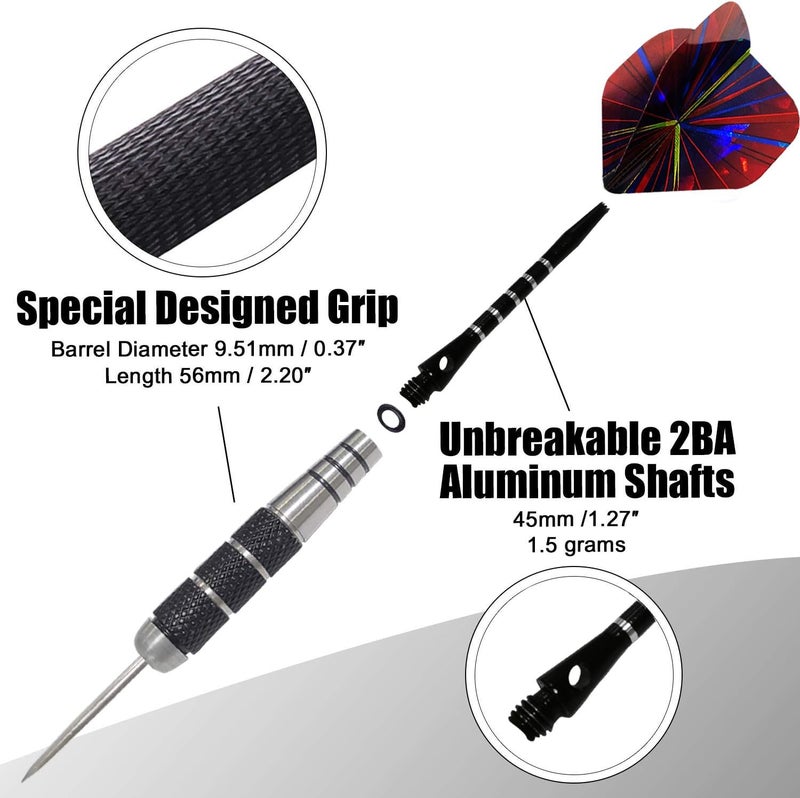 Wsdart Darts Metal Tip Set Professional Metal Darts for Dartboard Steel Tip Darts with Nonslip Iron Barrel Aluminum Dart Shafts,Extra Flights,Dart Sharpener,Gift Box - Image 3