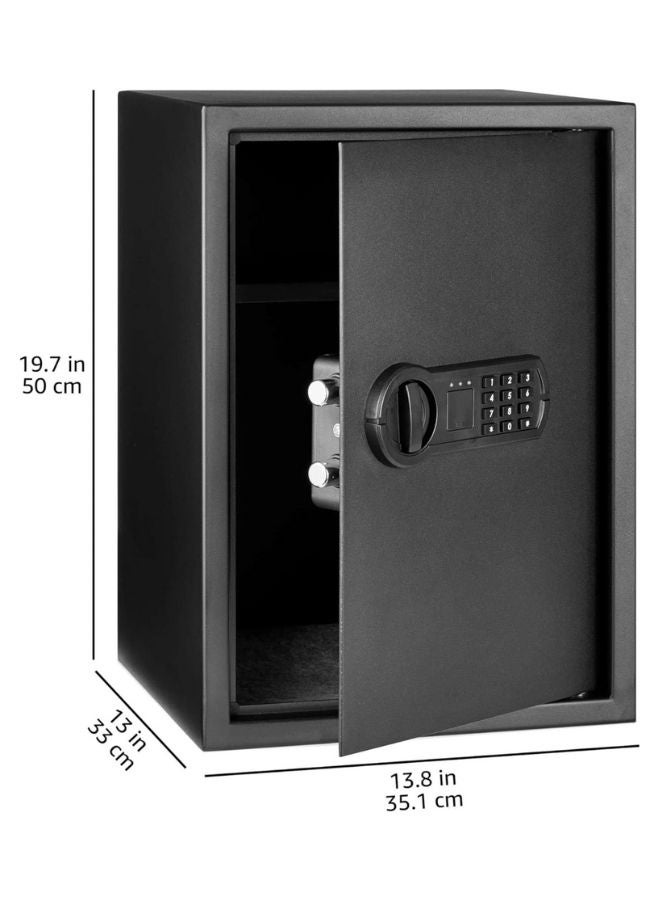خزنة إلكترونية منزلية من الفولاذ مزودة بقفل لوحة مفاتيح رقمية قابل للبرمجة لتخزين المجوهرات والأموال والأشياء الثمينة، سعة 51 لترًا، أبعادها 35 سم عرضًا × 33 سم عمقًا × 50 سم ارتفاعًا، لونها أسود - Image 2