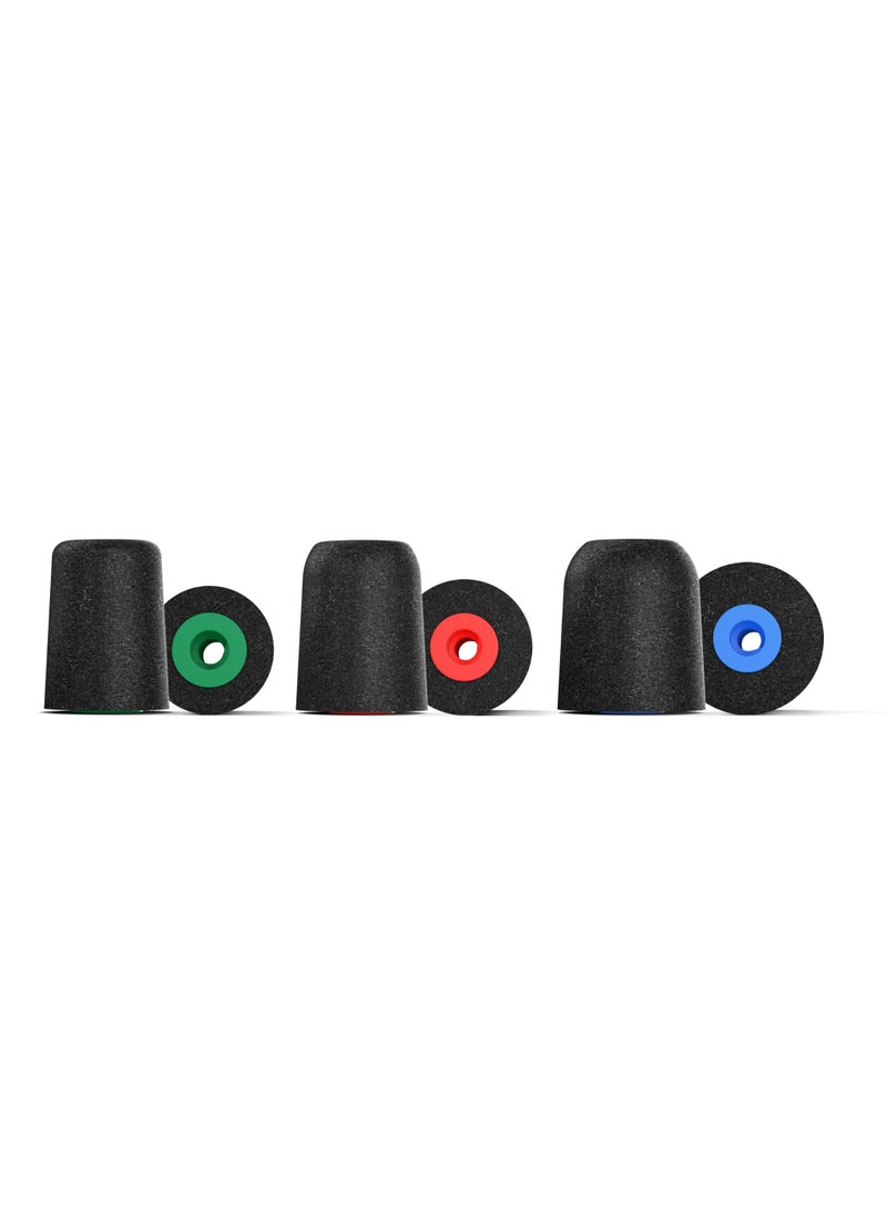 COMPLY Comply Foam Ear Tips Designed for NuForce, ISOtunes PRO, Q-Jays, Etymotic Research, Westone & Shure, Assorted S, M & L, 3 Pairs, Black - Memory Foam Earbud Replacement Tips, Made in The USA  - Image 1