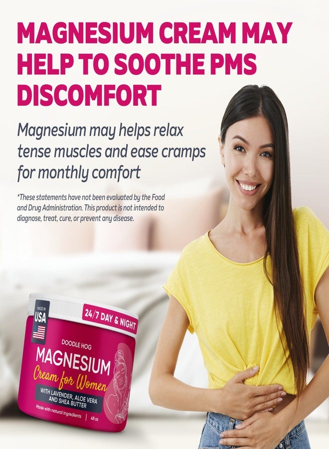 DOODLE HOG Magnesium Cream for Women Lavender Scent - Soothing Relief & Relaxation with Calendula, Aloe Vera, Shea Butter - Topical Magnesium Cream for Sleep - USA Made - (4 oz, Lavender) - Image 3