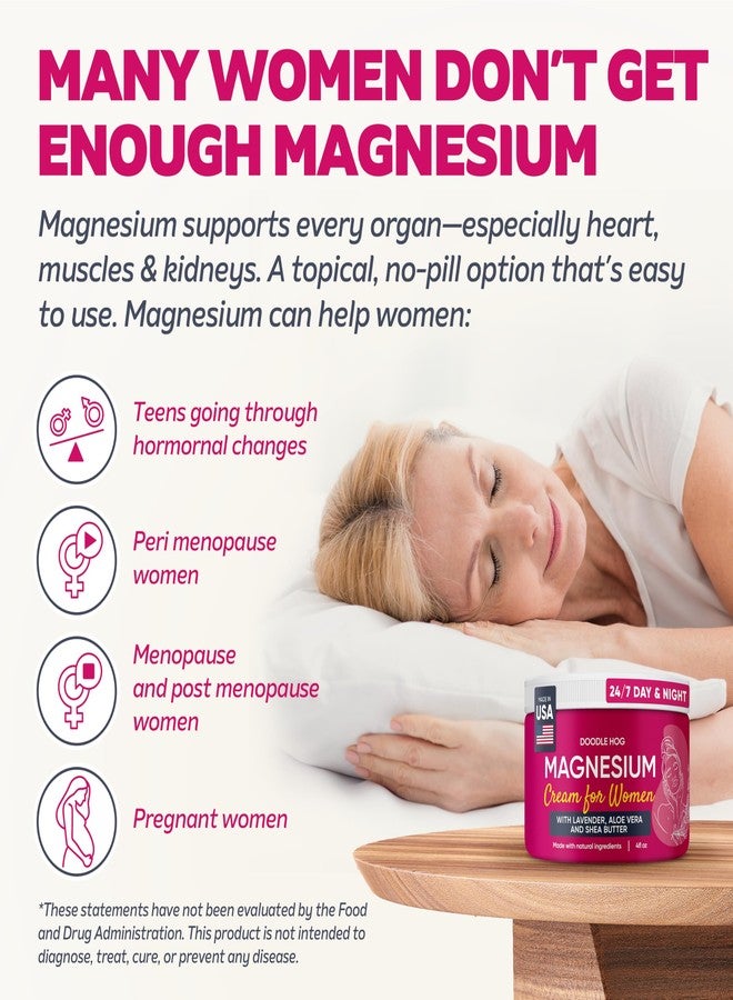 DOODLE HOG Magnesium Cream for Women Lavender Scent - Soothing Relief & Relaxation with Calendula, Aloe Vera, Shea Butter - Topical Magnesium Cream for Sleep - USA Made - (4 oz, Lavender) - Image 2