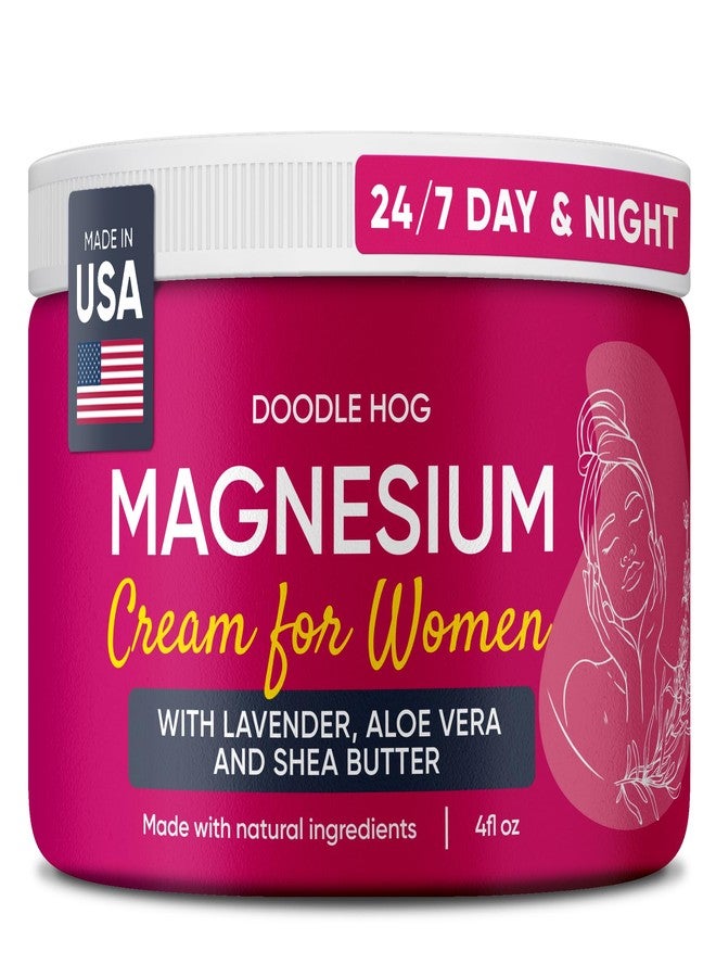 DOODLE HOG Magnesium Cream for Women Lavender Scent - Soothing Relief & Relaxation with Calendula, Aloe Vera, Shea Butter - Topical Magnesium Cream for Sleep - USA Made - (4 oz, Lavender) - Image 1