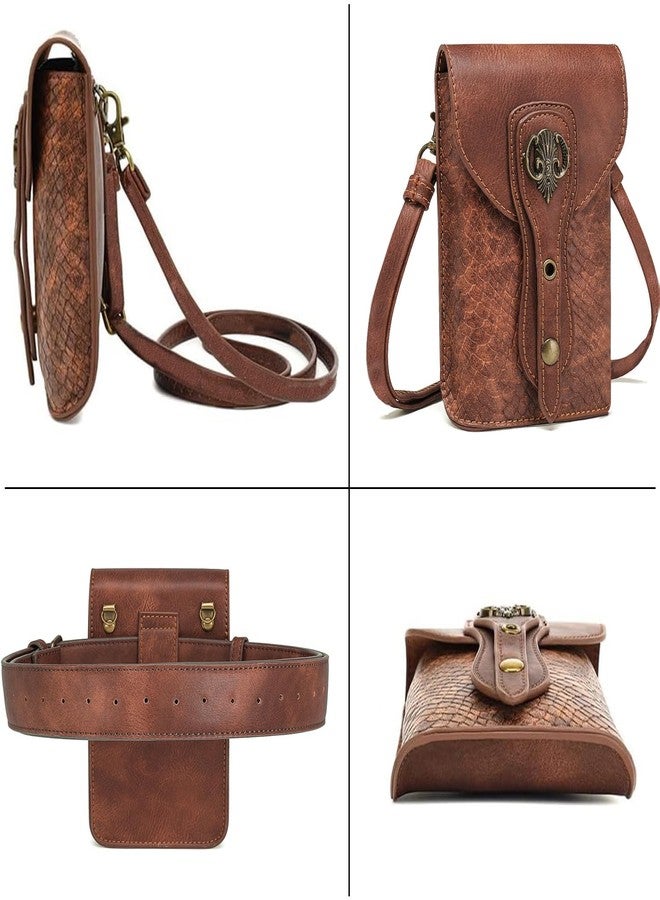 Larswon Belt Bag, Renaissance Bag Medieval Leather Belt Bag Ren Faire Accessories Small Crossbody Belt Bag Mobile Phone Bag Renaissance Belt, Brown - Fairy, Medium - Image 4