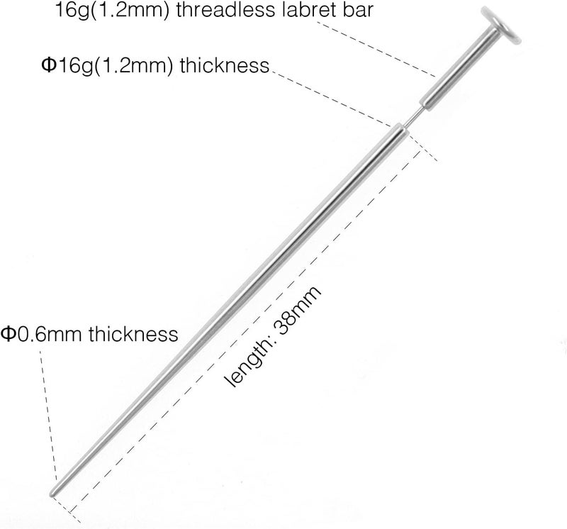 NewkeepsR 20g/18g/16g G23 Titanium Press Fit Threadless Push Pop in Labret Lip Monroe Tragus Earring Stud Piercing - Image 3