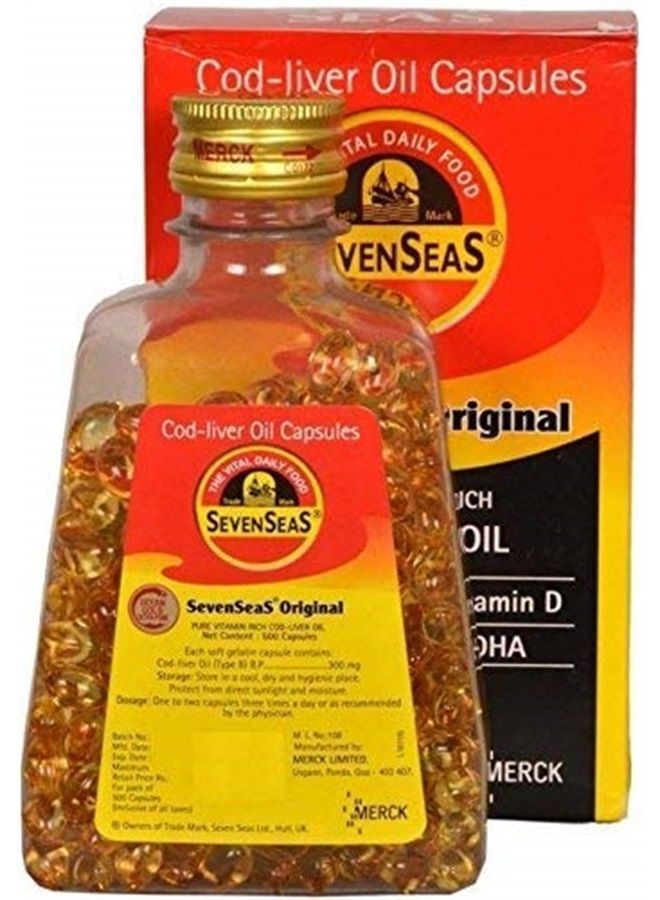 Kalyani Merck SevenSeas Original Cod Liver Oil Capsules- 500 Capsules - Image 1