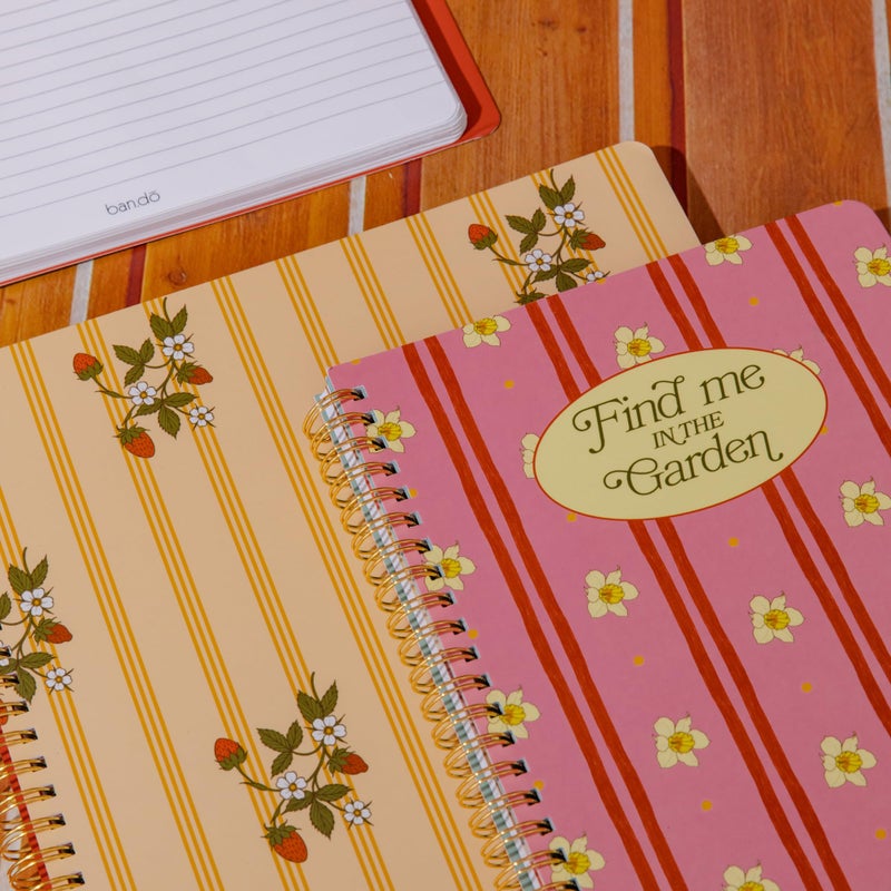 ban.do Rough Draft Large Spiral Notebook, 11" x 9" with Pockets and 160 College Ruled Pages, Floral Stripe - Image 3