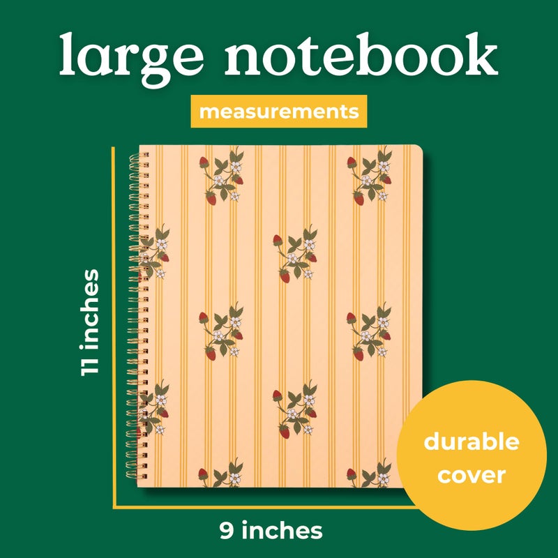 ban.do Rough Draft Large Spiral Notebook, 11" x 9" with Pockets and 160 College Ruled Pages, Floral Stripe - Image 5