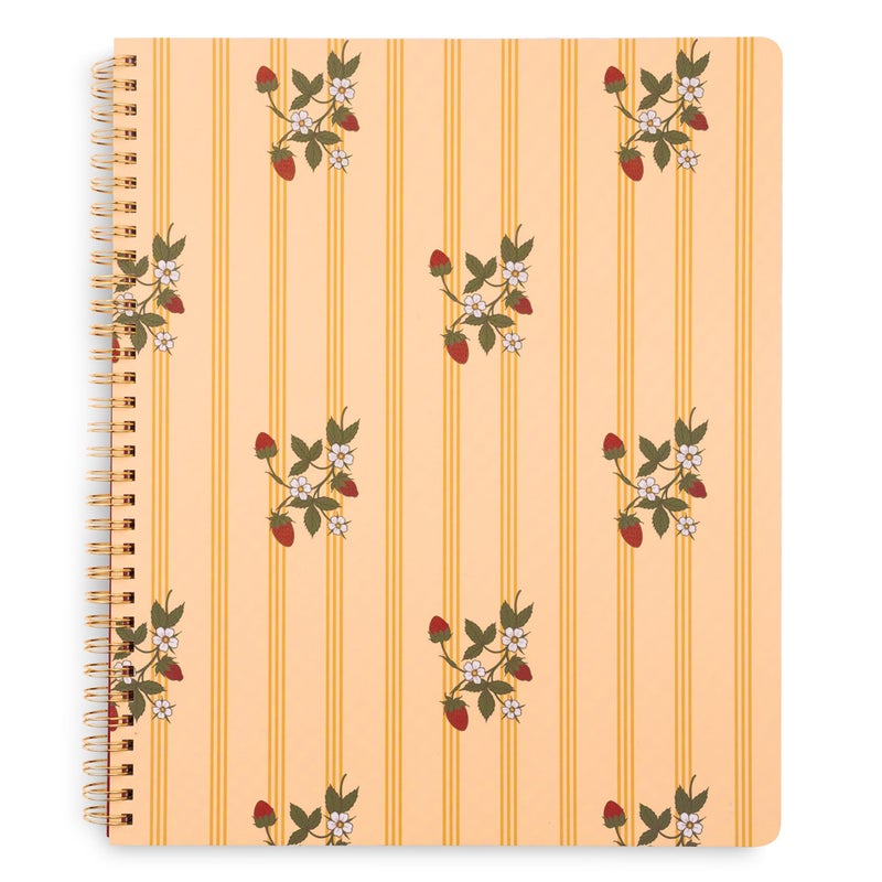 ban.do Rough Draft Large Spiral Notebook, 11" x 9" with Pockets and 160 College Ruled Pages, Floral Stripe - Image 1