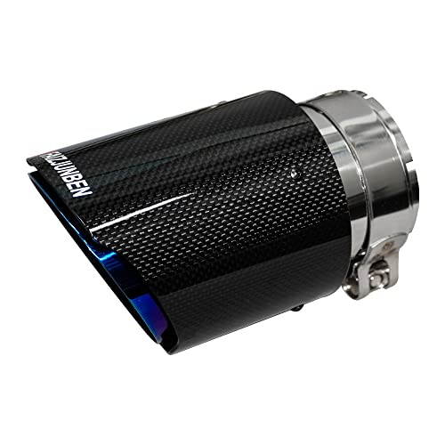 FAIZJUNBEN carbon fiber exhaust tips, 3 inch inlet, 4 inch outlet, mirror carbon fiber exhaust tips, stainless steel blue carbon fiber car exhaust tips. - Image 1