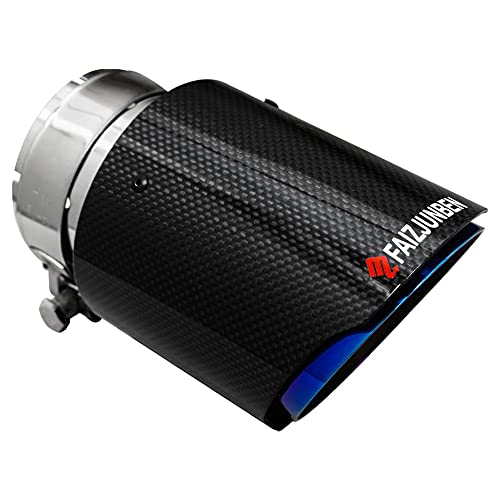 FAIZJUNBEN carbon fiber exhaust tips, 3 inch inlet, 4 inch outlet, mirror carbon fiber exhaust tips, stainless steel blue carbon fiber car exhaust tips. - Image 5