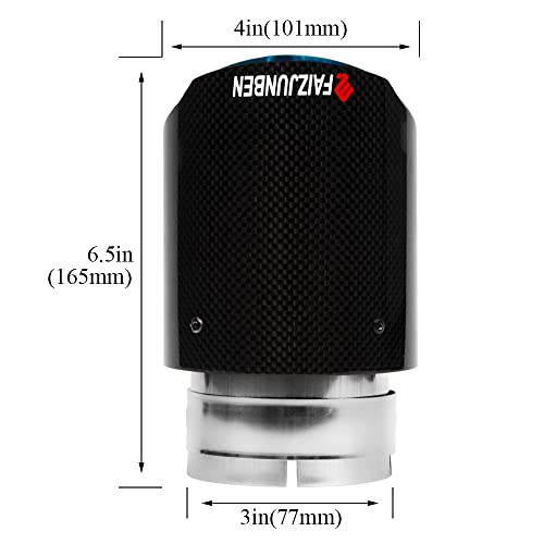 FAIZJUNBEN carbon fiber exhaust tips, 3 inch inlet, 4 inch outlet, mirror carbon fiber exhaust tips, stainless steel blue carbon fiber car exhaust tips. - Image 2