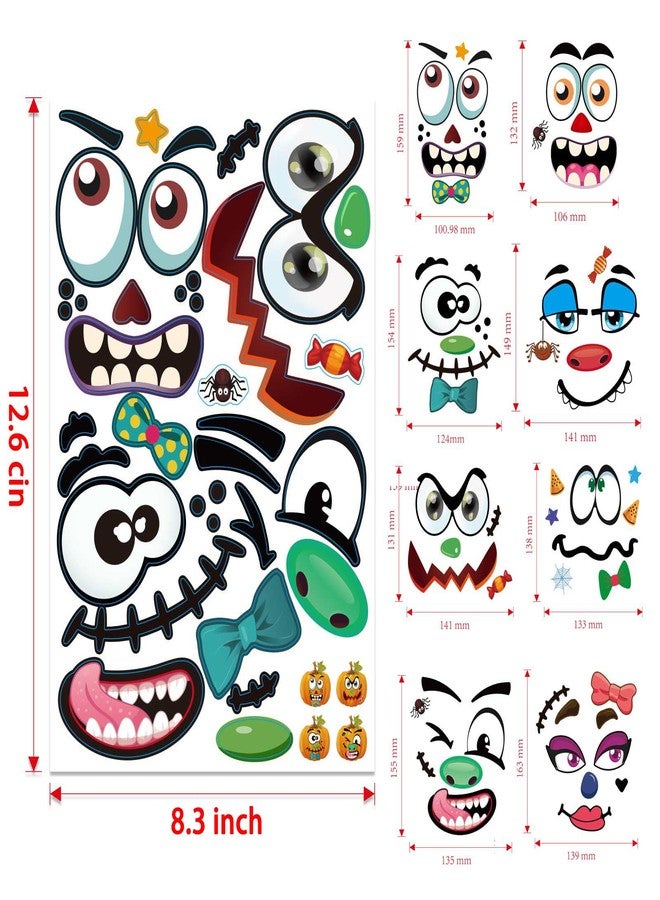 Finduat 48 PCS Halloween Pumpkin Decorating Stickers Mini Make Pumpkin Face Stickers for Kids Toddlers Party Favors Halloween Treats Gifts - Image 2