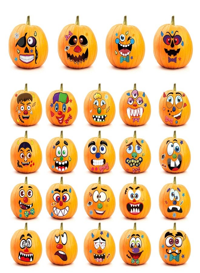 Finduat 48 PCS Halloween Pumpkin Decorating Stickers Mini Make Pumpkin Face Stickers for Kids Toddlers Party Favors Halloween Treats Gifts - Image 3