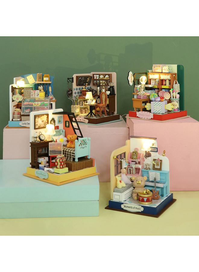 Bluejw Hongda Diy Cabin Music Moment Wooden Handmade Architectural Assembled Mini Cabin Creative Toys Gift Ornaments - Image 4