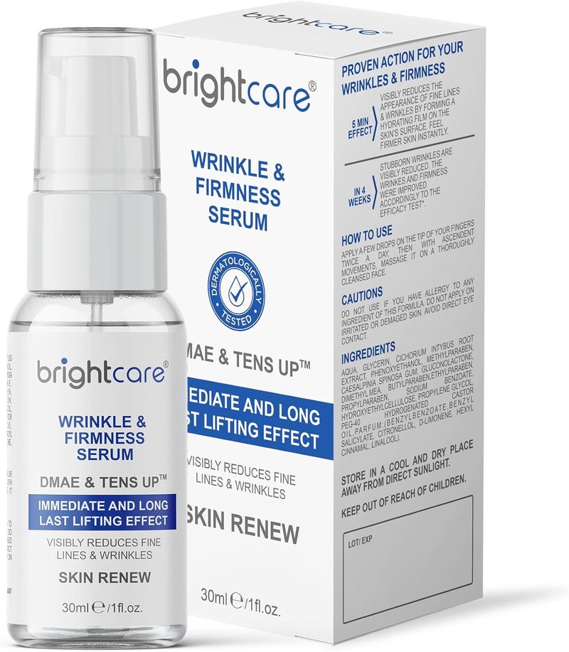 Firmness Serum for Face Intensive Lifting and Firming with TENSUP and DMAE Moisturizes and Visibly Reduces Lines Wrinkles by Brightcare