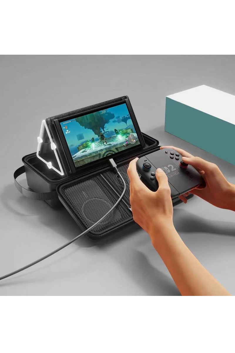 Large Travel Bag For Nintendo (2025) Switch 2, Storage Bag with Stand, 2nd Generation , Multi-functional, Large Capacity, Can be Hand Held, Effectively Protects with 12 Game Slot - Black - Image 2