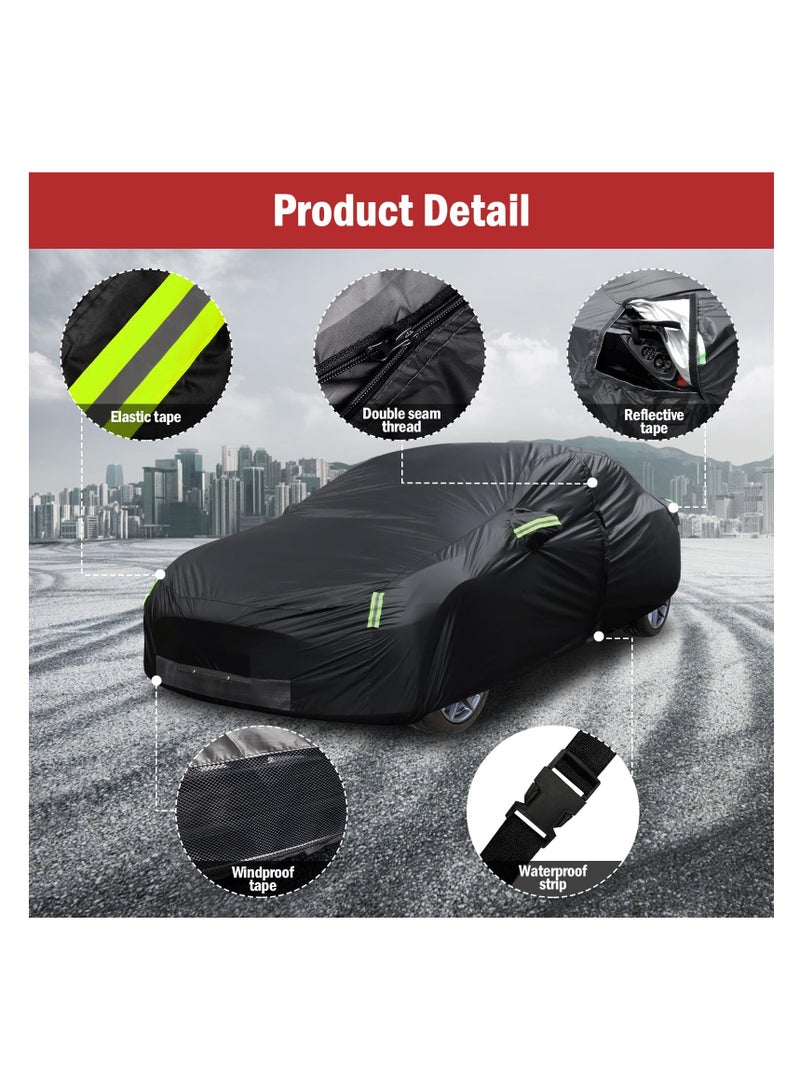 SYOSI Car Cover for Tesla Model 3 Waterproof All Weather Protection Full Exterior Cover Rain Snow UV Protection with Charging Port Ventilated Mesh Door Zipper(Black) - Image 2