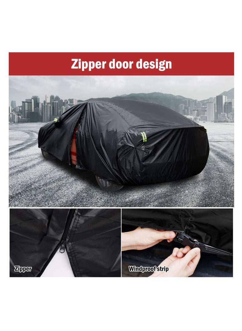 SYOSI Car Cover for Tesla Model 3 Waterproof All Weather Protection Full Exterior Cover Rain Snow UV Protection with Charging Port Ventilated Mesh Door Zipper(Black) - Image 3