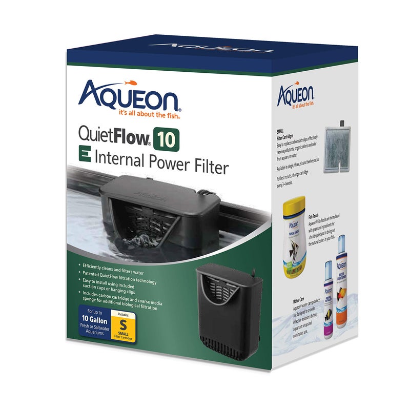 فلتر طاقة داخلي Aqueon QuietFlow 10 E لخزان الأسماك صغير يصلح حتى 10 جالون من خزانات الأسماك
