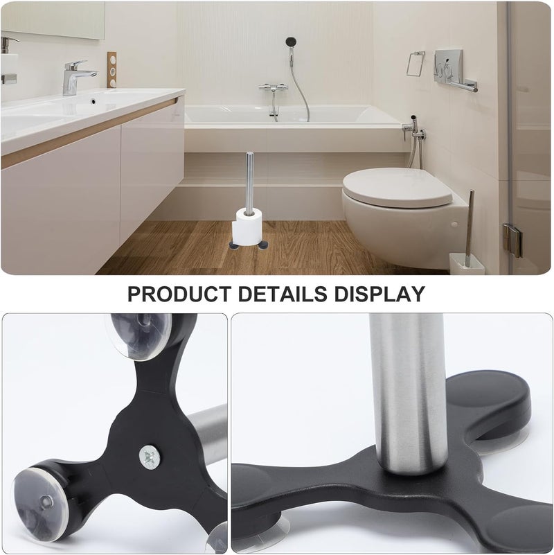 Suction Toilet Paper Holder with Roll Paper Rack and Tissue Organizer, No Drilling Bathroom Accessory for Washroom and Kitchen Storage - Image 2