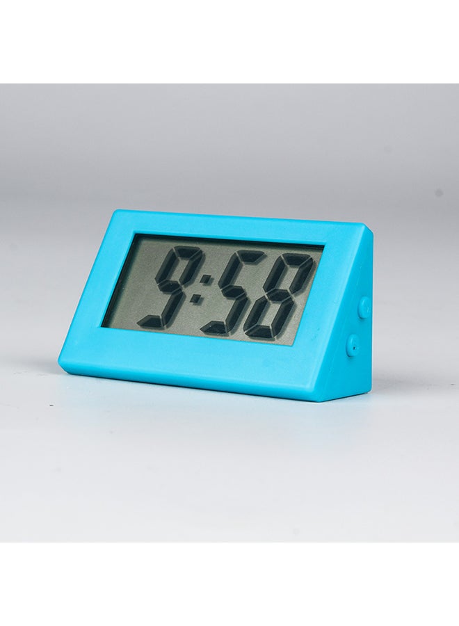 Lcd Digital Car Clock With Sticky Pad, Small Digital Time Display, Portable Electronic Desk Clock, Suitable For Car Dashboards, Home Offices, Triangular Blue.